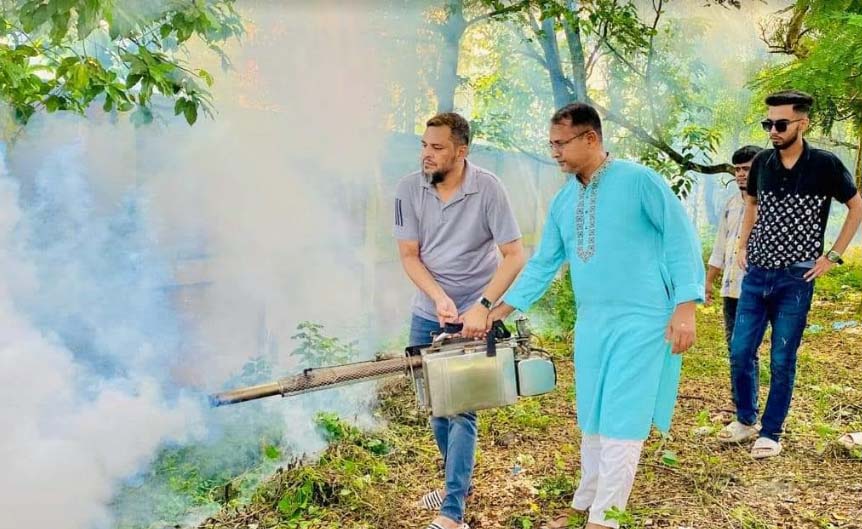 তিতাসে ডেঙ্গু প্রতিরোধে যুবলীগের মশক নিধন কর্মসূচি পালন