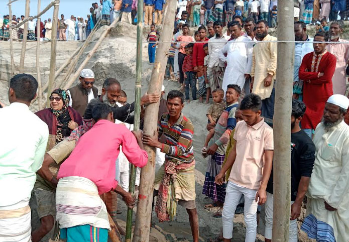 ব্রহ্মপুত্র নদের ভাঙ্গন রোধে বাঁধ নির্মাণ শুরু