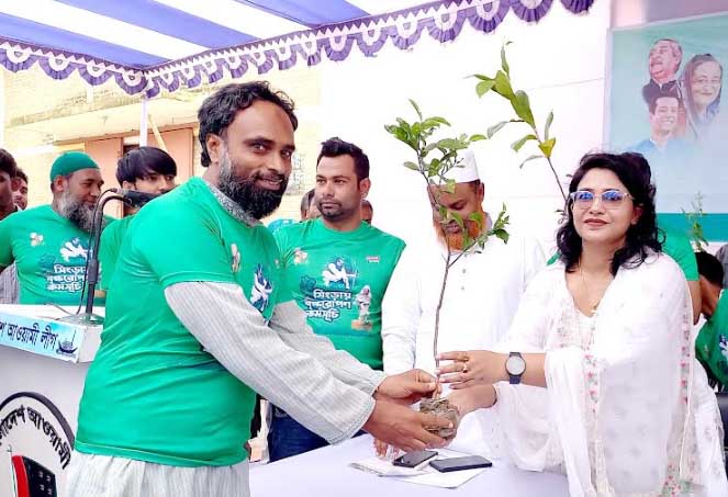 সিংড়ায় ১ লক্ষ গাছের চারা বিতরণ করলেন আলোকিত সমাজ