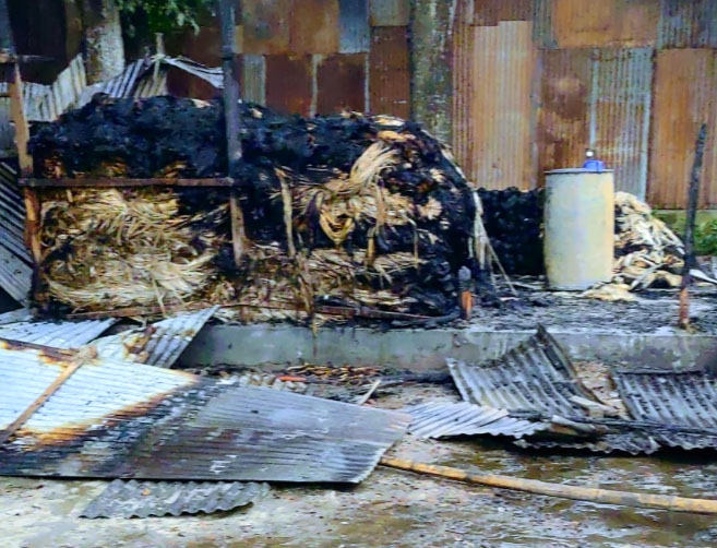 উল্লাপাড়ায় পাটের গুদামে আগুন পুড়ে গেল ১৫ লক্ষাধিক টাকার সম্পদ