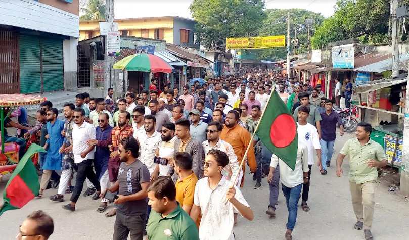 সিংড়ায় ছাত্রদলের আনন্দ মিছিল