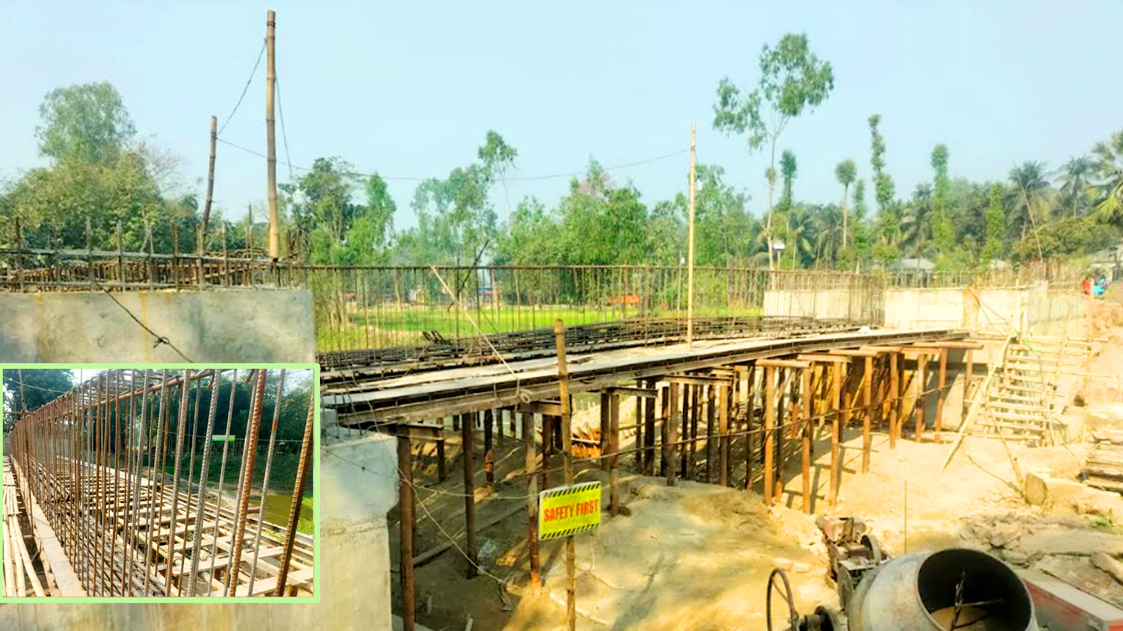 সাঘাটায় সেতু নির্মাণে পুরনো রডের ব্যবহার