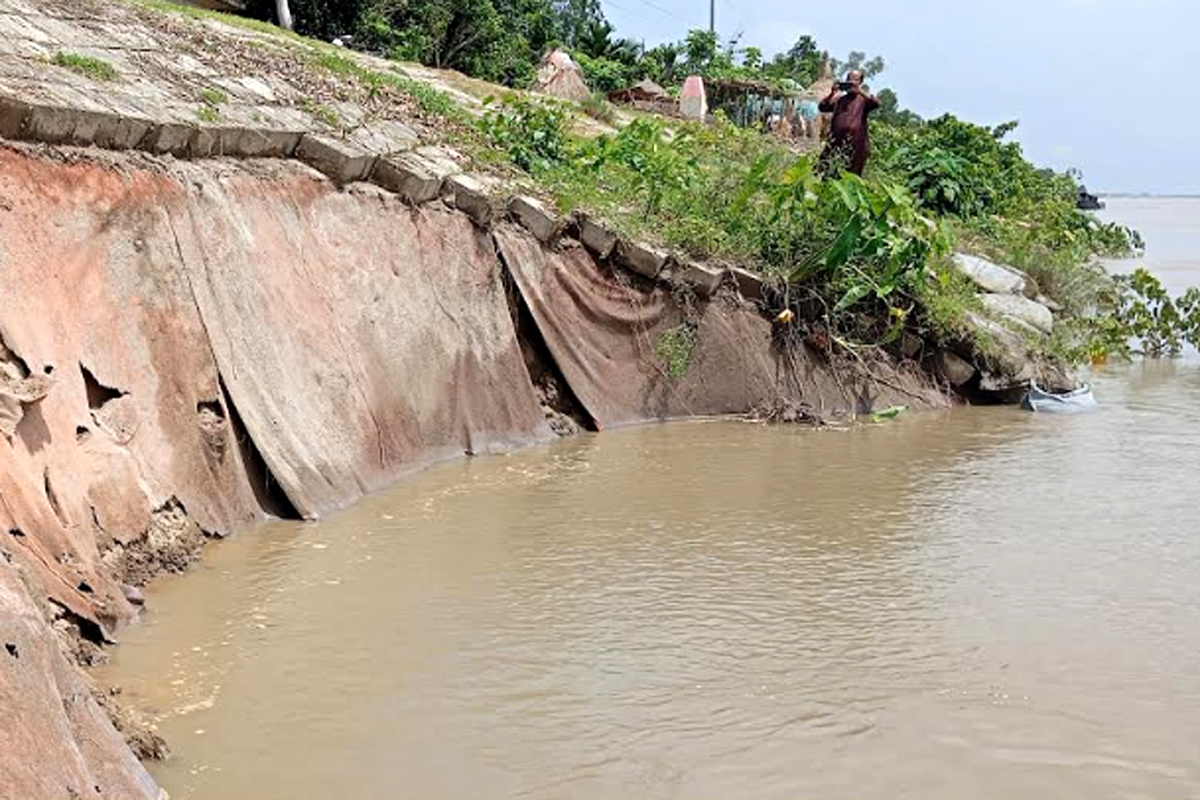 ব্রহ্মপুত্রের ডান তীর রক্ষা বাঁধে আবারও ধস