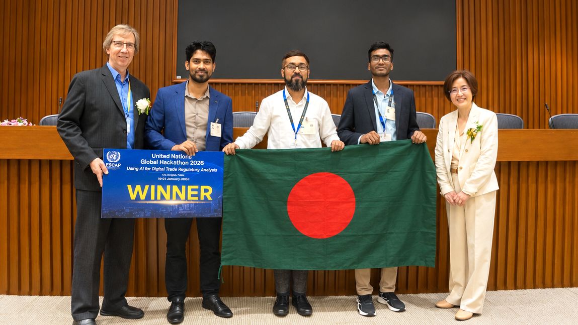 জাতিসংঘের এআই হ্যাকাথনে বিশ্বসেরা বাংলাদেশ, নেতৃত্বে বদলগাছীর নাফিউ