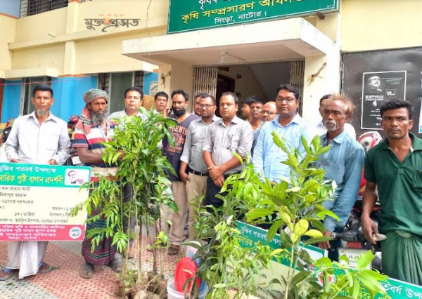 সিংড়ায় অনাবাদি জমির আবাদ বাড়াতে কৃষি উপকরণ বিতরণ
