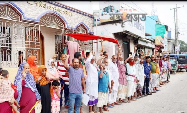সাঁথিয়ায় মিথ্যা মামলার প্রতিবাদে; প্রেস ক্লাব প্রাঙ্গণে  মানববন্ধন
